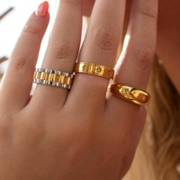 Bagues de mariage Y2K haut de gamme en acier inoxydable 316 plaqué or 18 carats, style punk, forme cœur, or et argent, inaltérables Hanhao