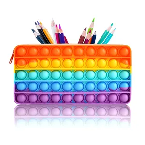 Pop it astuccio per matite Bubble Pen Box Kids Silicone Fidget giocattoli sensoriali borsa per trucco grande capacità antistress cancelleria per ufficio