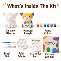 Kit de démarrage de jardinage pour enfants : Pot de fleurs en céramique DIY en forme d'animal, ensemble de peinture pour plantes succulentes, activité créative de culture de plantes conviviale pour débutants