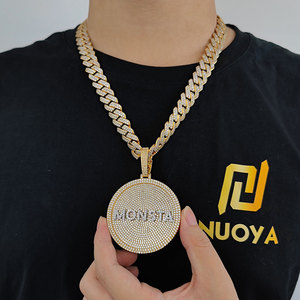 Hip Hop Iced Custom <b>Letters</b> Pendant Necklace Trendy Gold Ice Chain Paved Cubic Zircon Stone Mainly Made <b>Brass</b> for Men Women - Product Image 6