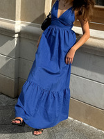 Robe midi élégante pour femme, col bateau, sans manches, ceinturée, coupe trapèze, motif floral abstrait noir et blanc, pour le bureau et le quotidien