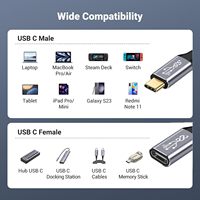 Kabel Ekstensi SYONG USB3.2 Gen 2 C C 10 Gbps 4k 60hz 3m Male Female Type-C Pengisian Cepat 5A untuk Ponsel iPhone MacBook