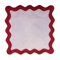 Serviettes et sets de table réutilisables en lin français naturel, faits à la main, pour mariage, avec ourlet festonné et passepoil.