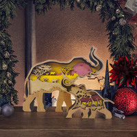 Décorations de table rectangulaires en bois 3D Art Déco personnalisées, motif animal, design végétal, cadeaux de décoration intérieure, artisanat en bois de printemps