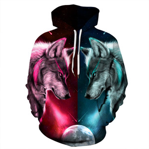 Felpa con Cappuccio da Uomo con Stampa 3D di Lupo, 100% Poliestere, Pullover Streetwear per Stampa Personalizzata - Product Image 2