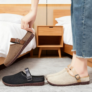 Sandales vintage à semelle souple pour femmes, pantoufles d'extérieur décontractées à bout fermé, semi-mules - Product Image 5