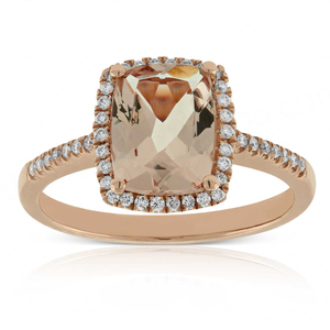 Anillo de Morganita con Engaste de Puntas, Chapado en Oro Rosa, Estilo Vintage, Forma de Gota de Agua, para Bodas y Fiestas - Product Image 4