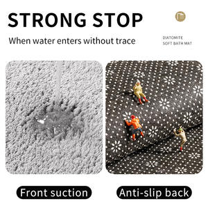 Tapis de bain rectangulaire gris en polaire antidérapant pour salle de bain, toilettes, entrée, usage domestique - Product Image 2