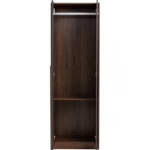 Modern Walnut Black MANDO 2 Door Wardrobe Slim Industrial Bedroom Closet for Compact Living and Apartment <b>Clothes</b> <b>Storage</b> - Product Image 3
