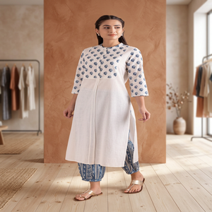 Robe Kurti en coton pour femme avec imprimé numérique, longueur cheville, coupe ample, tenue ethnique indienne traditionnelle, tenue décontractée pour adultes - Product Image 3