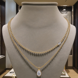 Collar Forever Star N15114 de Plata de Ley 925 con Moissanita Vintage de Moda, Cadena de Clavícula con Cuentas Chapadas en Oro Apiladas, No se Destiñe - Product Image 6