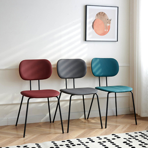 Modern Luxury Restaurant Dinner Stacking Velvet Fabric or <b>Leather</b> <b>Dining</b> <b>Chairs</b> With Metal Legs - Product Image 3