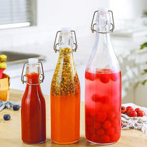 Venta caliente 2025 Clear Flip Top Bottle 250ml 500ML 750ml 1 Litro Glass Swing Top Glass Bottle - Product Image 5