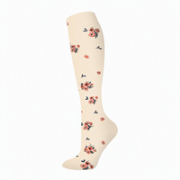 Nouvelles chaussettes de compression en nylon à imprimé végétal, absorbant la transpiration, pour la course, le yoga, la corde à sauter, les sports, chaussettes élastiques mi-mollet
