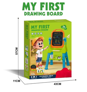Chevalet de dessin réglable en hauteur 2 en 1, 360° °   Tableau magnétique LCD double face avec aimants alphabet et mathématiques, jouet éducatif artistique - Product Image 3