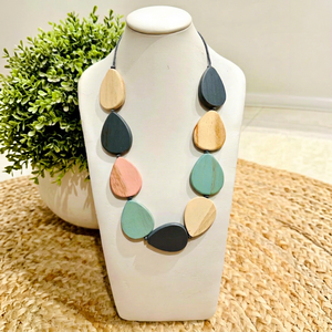 Handmade Wooden Pendant <b>Necklace</b> Geometric Resin Statement Jewelry Colorful Women <b>Boho</b> Customized Party Accessory - Product Image 1