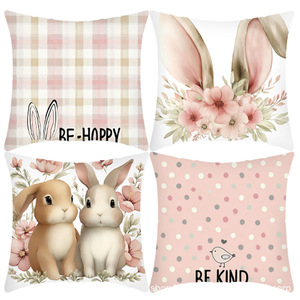 Easter Bunny Print Cushion <b>Cover</b> Square Printed Living Room <b>Sofa</b> Pillow Case Decorative <b>Throw</b> Pillow <b>Cover</b> - Product Image 4