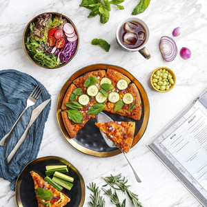 <span class=keywords><strong>Service</strong></span> de vaisselle 16 pièces en porcelaine Stone Lain, <span class=keywords><strong>service</strong></span> pour 4, <span class=keywords><strong>assiette</strong></span> à dîner en céramique noire et dorée - Product Image 3