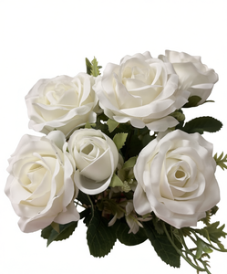 Nuovo Arrivo: Bouquet di Rose Artificiali in Seta, 12 Pezzi, Fiori Bianchi Realistici per Decorazioni Casa e Matrimonio - Product Image 1
