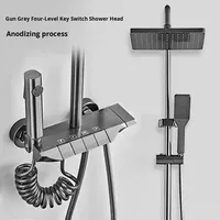 Ensemble de robinetterie de douche multifonction OEM en aluminium spatial avec barre coulissante encastrée, pour vente en gros