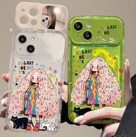 Belle cheveux longs fille caméra miroir support cloche pendentif TPU housse de téléphone portable pour Iphone 6 7 8 X Xr XS 11 12 13 14 15 16 17