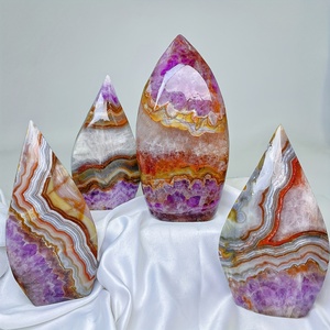 Pierre d'énergie naturelle de 300-400g, pierre de guérison Feng Shui, améthyste violette polie en forme de fleur, agate, cristal en forme de goutte, artisanat écologique - Product Image 2