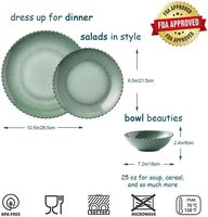 Service de table créatif nordique pour la maison, assiettes et bols en mélamine à bord perlé pour steak, dessert et salade, pour 4 personnes