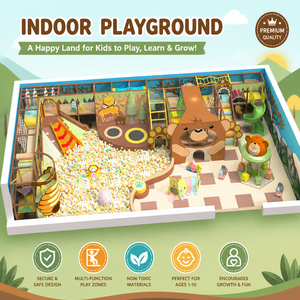 Metal & Galvanized Steel Kids <b>Indoor</b> Playground with <b>Slide</b> and Seesaw 500kg Capacity for Family Restaurants - Product Image 1