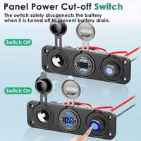 Cargador de Coche WLETO 4 en 1 con Doble QC3.0+PD USB, 54W, Panel de ABS/PC, Impermeable, Interruptor de Encendido/Apagado, Voltímetro DC 12-24V, 3 Dispositivos, 1 Año de Garantía