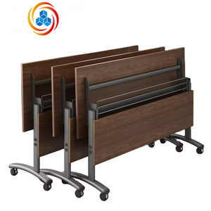 Conjunto de Sillas de Oficina con Panel de Madera de Diseño Moderno, Mesa de Entrenamiento de Doble Capa, Escritorio Móvil Extensible con Ruedas para Hoteles y Salas de Conferencias - Product Image 2
