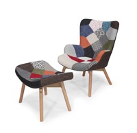 Mobilier moderne Fauteuil de salon Fauteuil simple rembourré en patchwork relaxant Fauteuil de détente