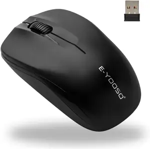 Kablosuz fare 2.4G siyah bilgisayar fare USB Nano alıcı ile ayarlanabilir DPI dizüstü için fare PC