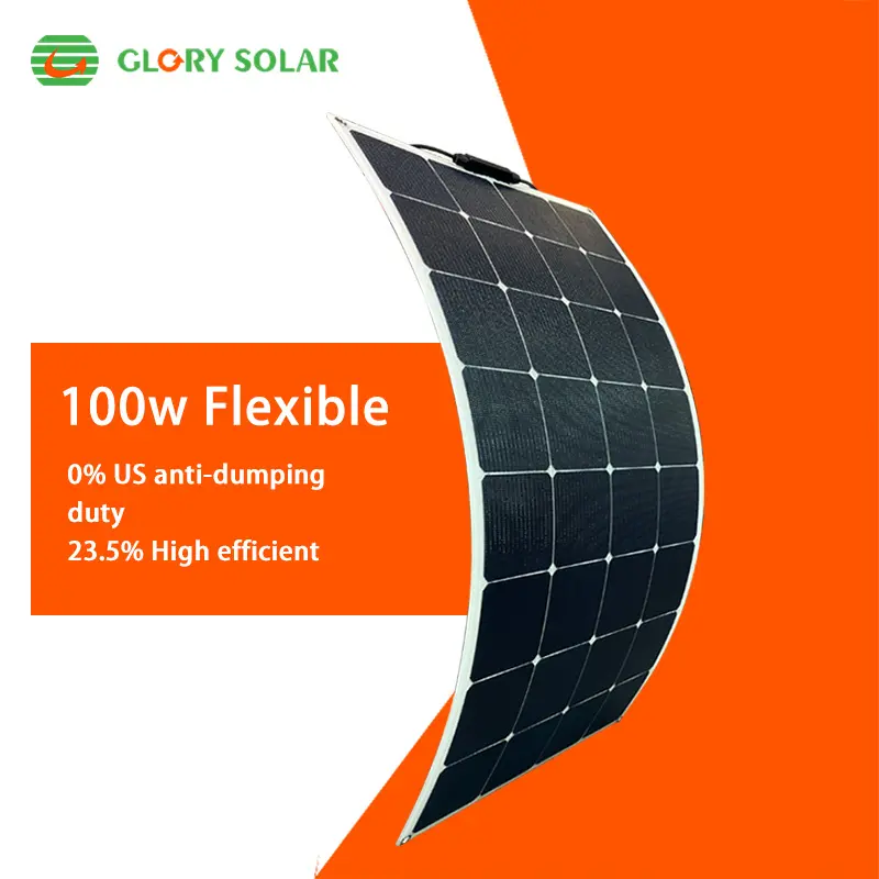 Painel solar semi-flexível OEM Sunpower 100W 150W 18V 12V para RV barco iate gerador de energia painel de células mono