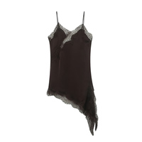 Nouvelle Robe Mini Asymétrique Sexy ZATRHMBM pour Femme, Printemps/Automne 2025, à Bretelles Rétro et Dentelle