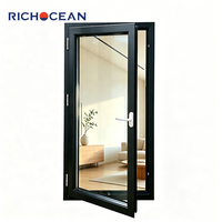 Ventanas Abatibles de Aluminio Insonorizadas para Villas Personalizadas RICHOCEAN, Ventana de Vidrio Doble Aislante con Rotura de Puente Térmico