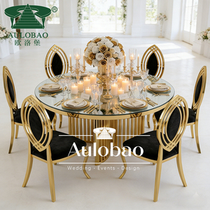 Juego de Mesa de Comedor Moderno con Cubierta de Vidrio Regular, Acero Inoxidable, 8 Sillas Metálicas, Mesa para Bodas - Product Image 4