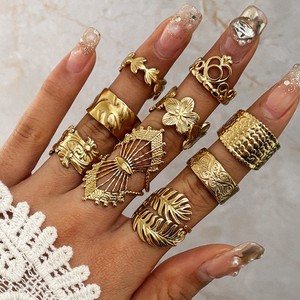 Popular Stainless Steel Leaf <b>Rings</b> Europe Women's Personalized Simplicity Style Real Gold Electroplated <b>Opening</b> Adjustable <b>Ring</b> - Product Image 1