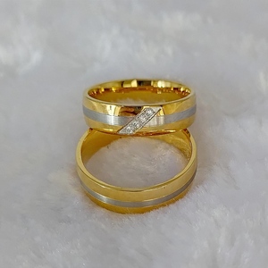 Occidentale Designer negozio di gioielli fabbrica 14k oro placcato in acciaio inox <span class=keywords><strong>fedi</strong></span> classiche coppia set Bague Anillos Eheringe - Product Image 2