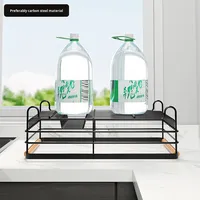 Égouttoir multifonctionnel noir monocouche pour bols et assiettes, en métal, avec poignée en bois