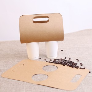 Support à gobelets en papier en cuir de vachette NAJIE avec poignée, double plateau épaissi, emballage à emporter pour gobelets de bière - Product Image 4