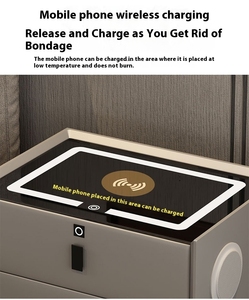 <span class=keywords><strong>Table</strong></span> <span class=keywords><strong>de</strong></span> Chevet Intelligente <span class=keywords><strong>en</strong></span> Bois, Coffre-fort, Luxe Moderne, avec Trois Tiroirs <span class=keywords><strong>en</strong></span> Cuir, Multifonctionnelle et Connectée, avec Haut-parleurs - Product Image 3