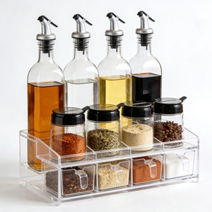 耐久性のある二重層プラスチック製、モダンでシンプルな光沢仕上げ、折りたたみ式ではないスパイスラックオーガナイザー、キッチン冷蔵庫収納用 - Product Image 4
