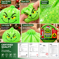 Jouet Squishy Grinch, Jouet Anti-Stress à Presser avec Remplissage en Gel de Pectine Doux, Cadeau de Fête de Noël