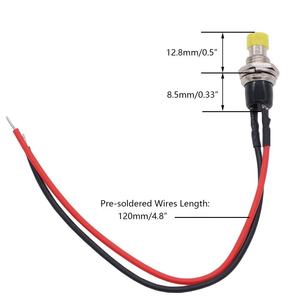 7Mm 3V-6V-12V-24V-230V/1a Voorbedrade Mini Kortstondige Drukknop, Spst Open Aan/Uit 2 Pin Ronde Knop Voor Modelspoorweghobby - Product Image 3