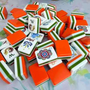 Modern Four-Layer Orange Acrylic American Mahjong Tile Set Mahjong Tile Set Portable and Family <b>Entertainment</b> - Product Image 4