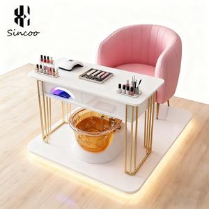 European Style Acrylic Base Metal Frame Pedicure Chair Integrated Foot Bath Leisure Massage Customizable Color Spa/Nail Salon - Product Image 1