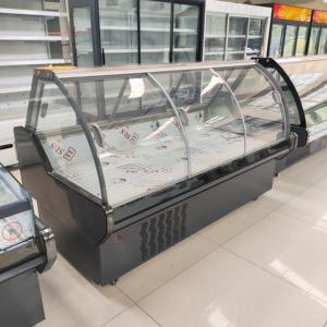 Refrigerador Comercial de Exhibición Abierto para Carne Fresca con Interior de Acero Inoxidable, Puerta Corrediza y Placa Horizontal de Estilo Curvo - Product Image 1