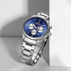 NAVIFORCE 8076 Orologio da <span class=keywords><strong>Uomo</strong></span> con Quadrante Nero da 42 mm in <span class=keywords><strong>Acciaio</strong></span> Inossidabile, <span class=keywords><strong>Cronografo</strong></span>, Produzione di Orologi con Etichetta Privata in Cina - Product Image 6