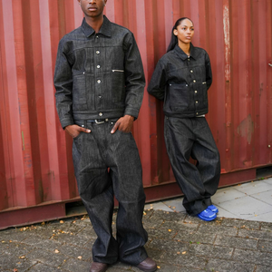 Custom Raw Denim Set Two Piece Jeans Jacket and <b>Pants</b> Selvedge Denim Outfit for Autumn - Product Image 2