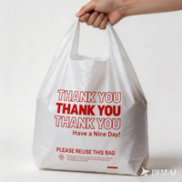 Sacs T-shirt en plastique HDPE biodégradable et écologique, couleur personnalisée, pour le commerce de détail durable, avec logo imprimé sur mesure, pour ustensiles de cuisine